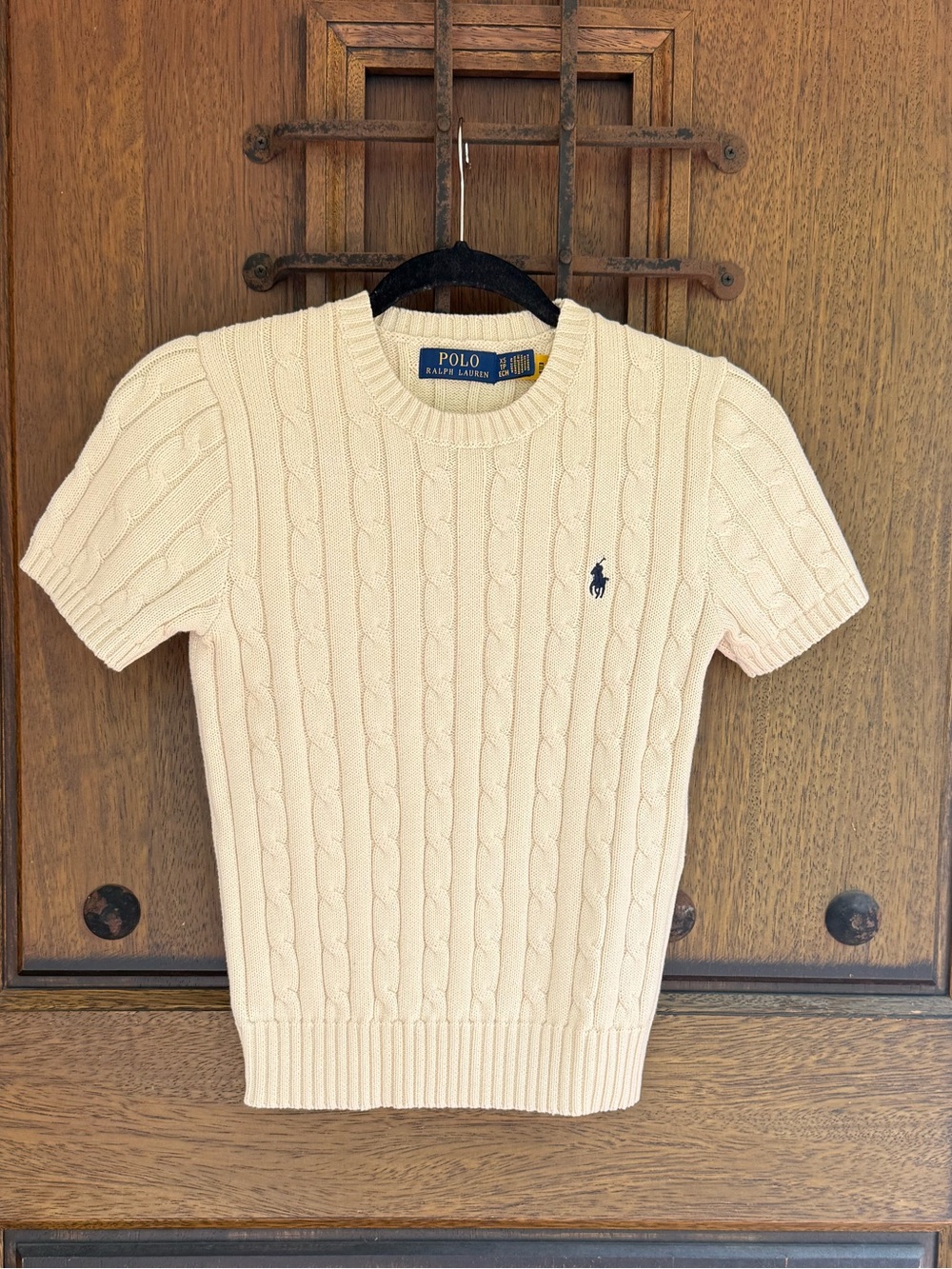 Ralph Lauren Cream Cable-Knit Crewneck Sweater Size XS
